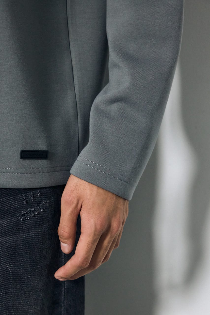 ネックロゴジャガードトップス GRY M