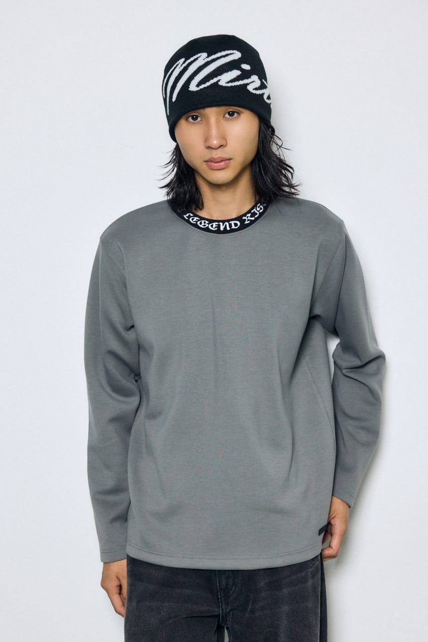 ネックロゴジャガードトップス GRY M