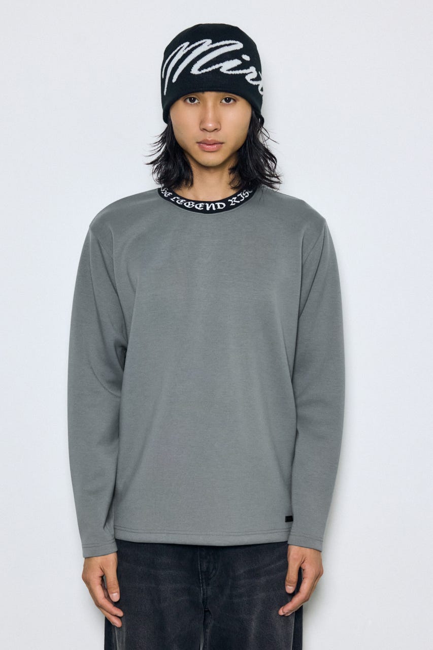 ネックロゴジャガードトップス GRY M