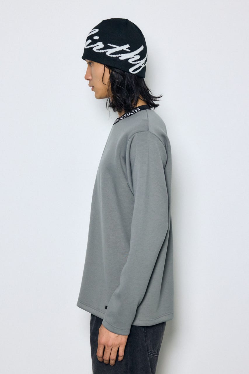 ネックロゴジャガードトップス GRY M