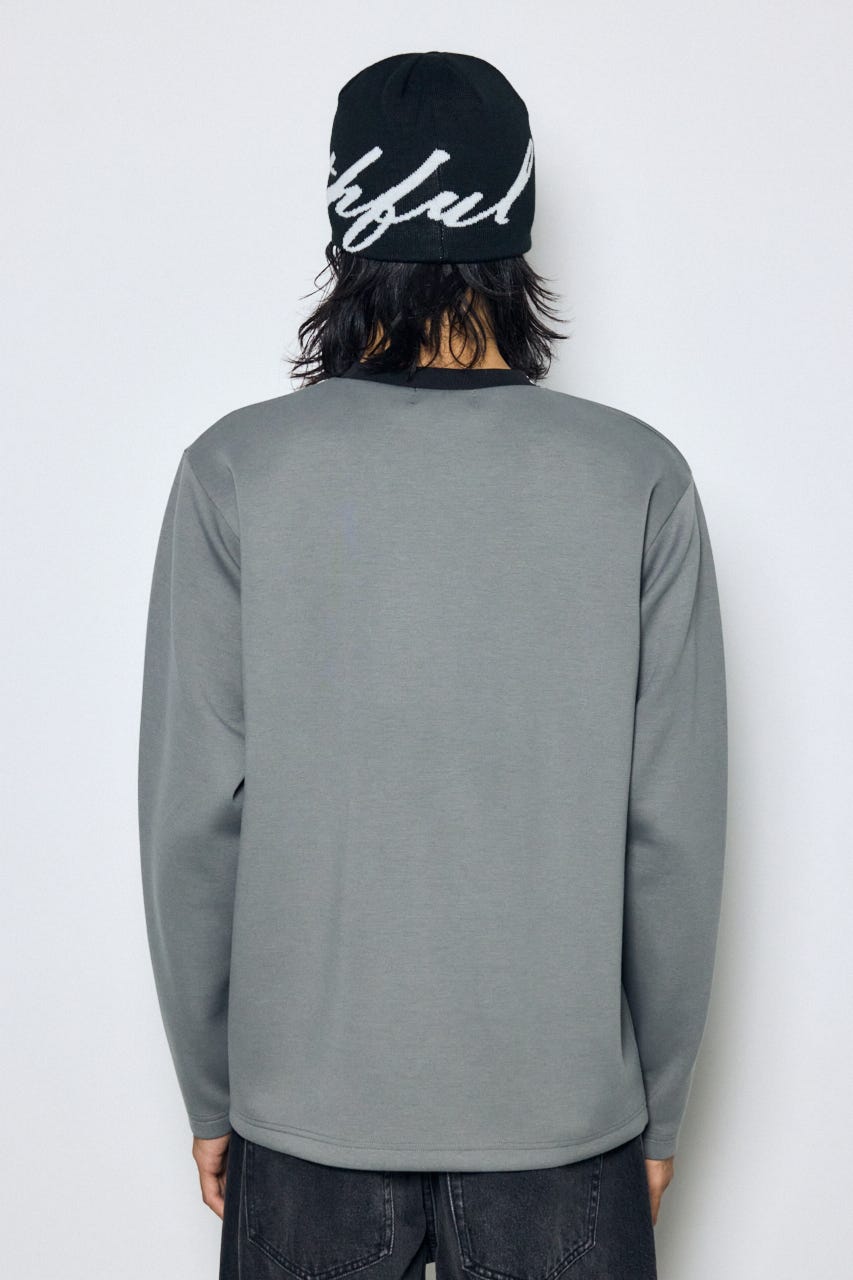 ネックロゴジャガードトップス GRY M