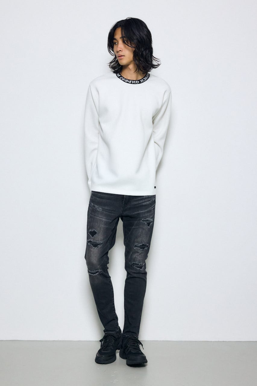ネックロゴジャガードトップス WHT M