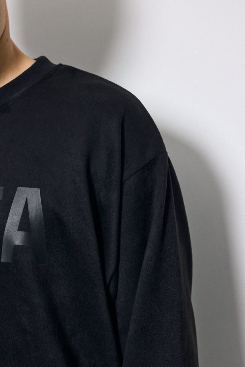 フェイクスエードロゴトップス BLK L