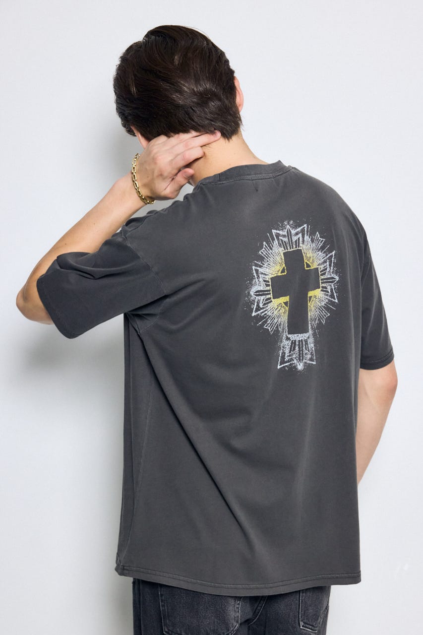 ピグメントグラフィック半袖TEE BLK L