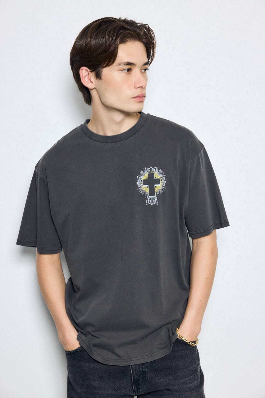 ピグメントグラフィック半袖TEE BLK L