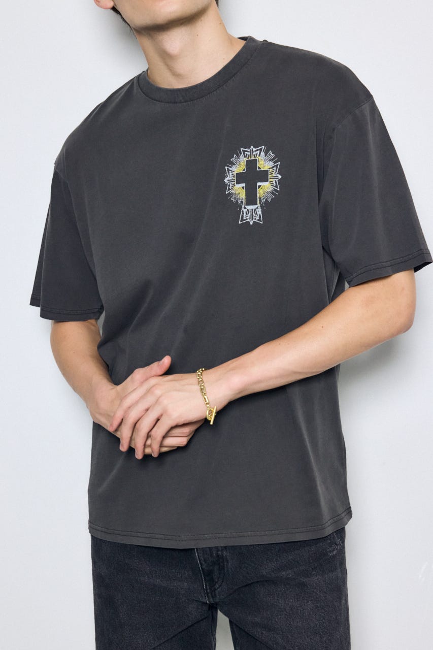 ピグメントグラフィック半袖TEE BLK L