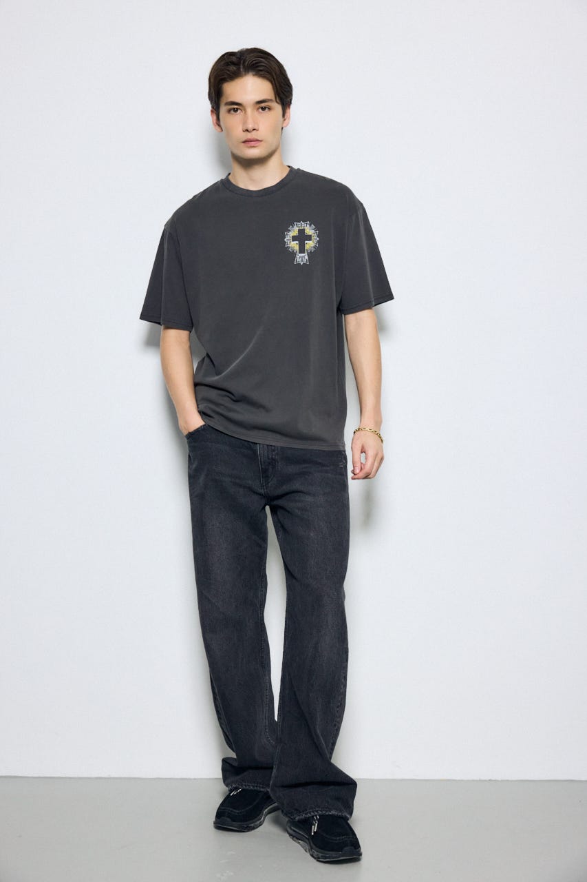 ピグメントグラフィック半袖TEE BLK L