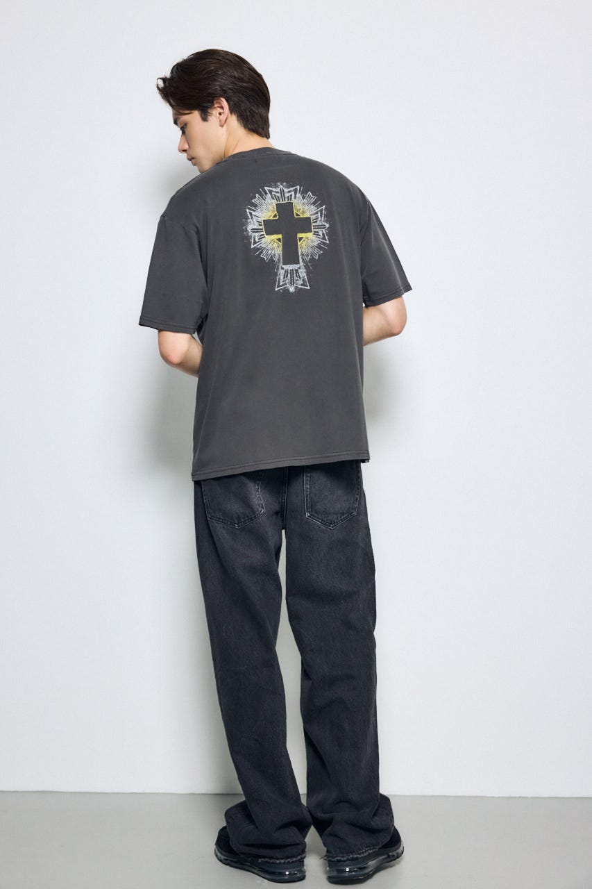 ピグメントグラフィック半袖TEE BLK L