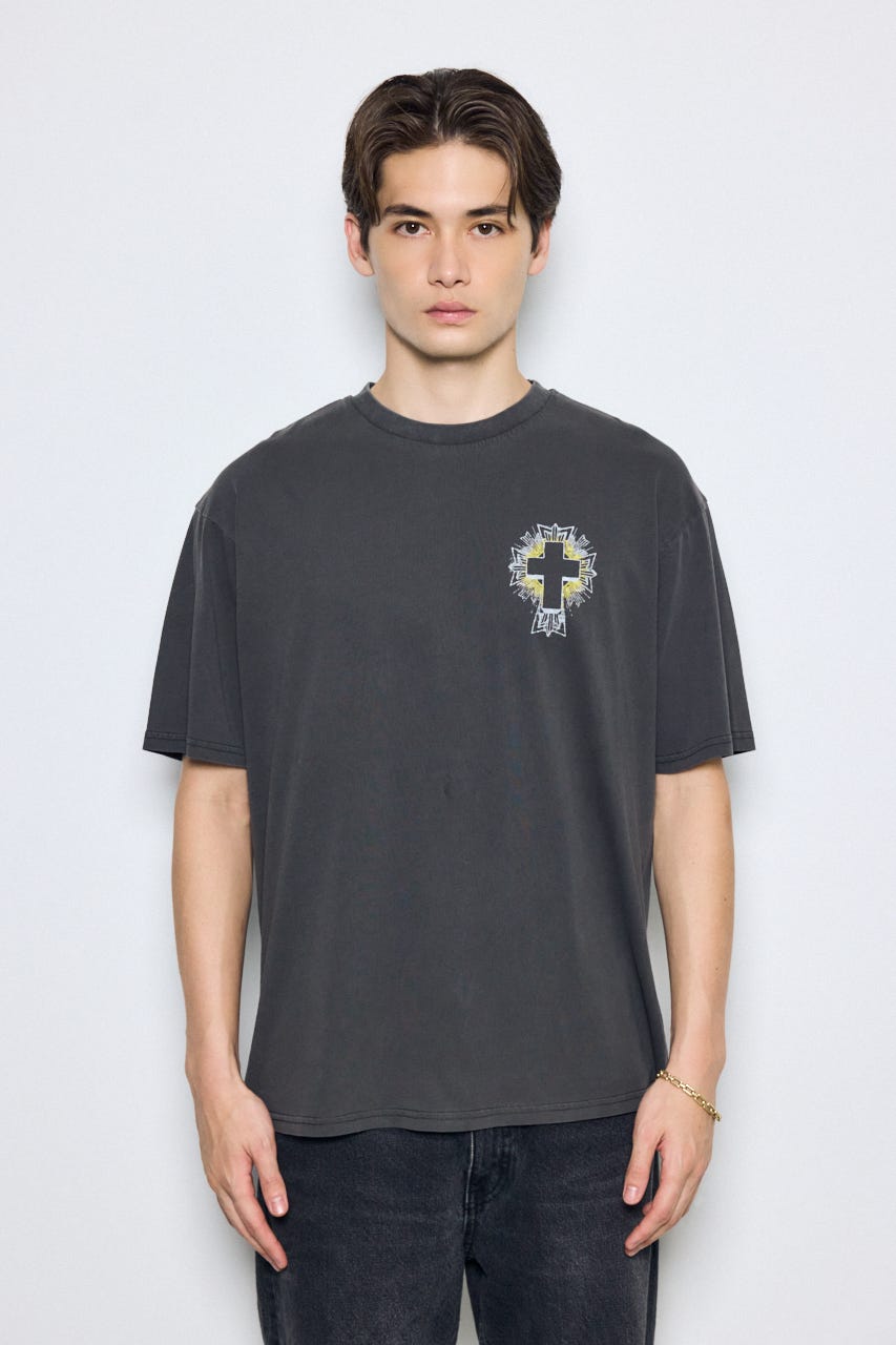 ピグメントグラフィック半袖TEE BLK L