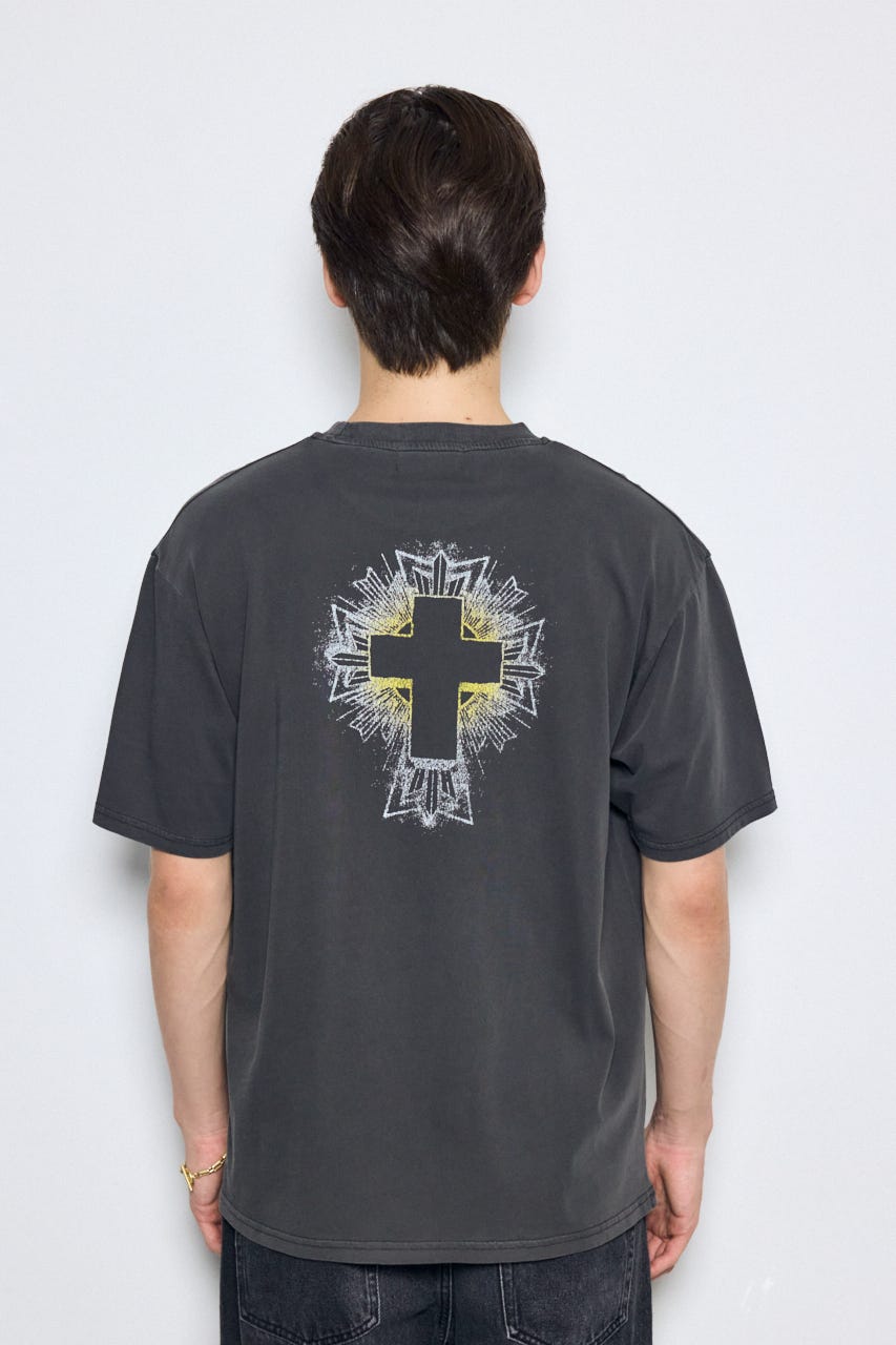 ピグメントグラフィック半袖TEE BLK L