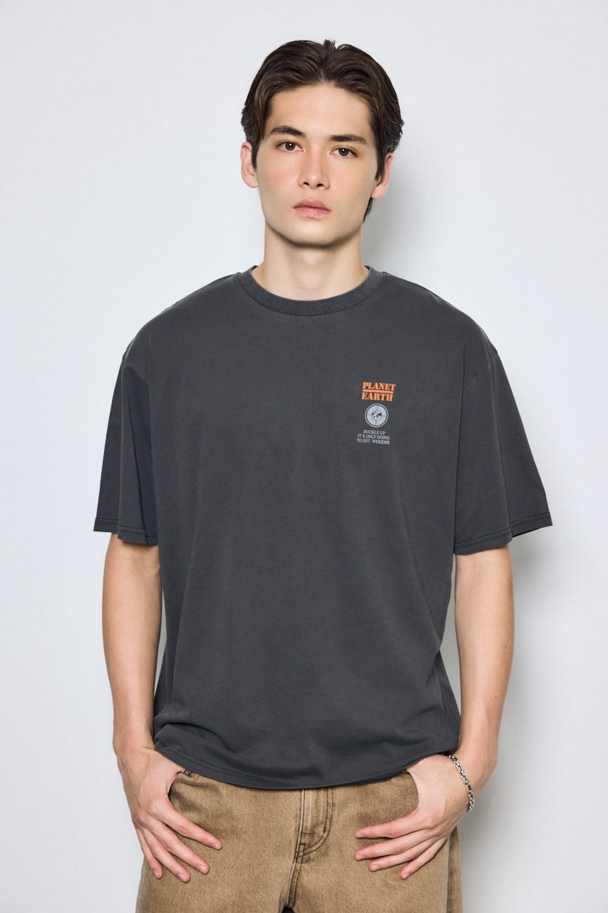 ピグメントグラフィック半袖TEE 柄BLK L