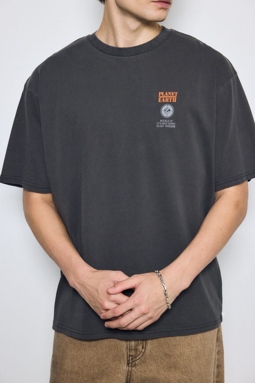 ピグメントグラフィック半袖TEE 柄BLK L