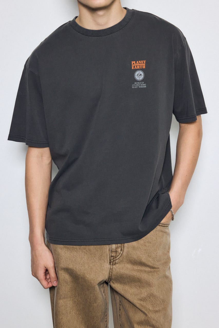 ピグメントグラフィック半袖TEE 柄BLK L