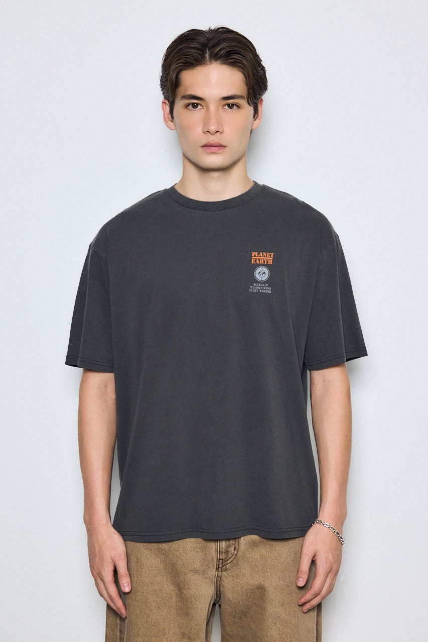 ピグメントグラフィック半袖TEE 柄BLK L