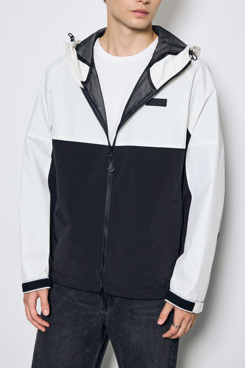 ナイロンジップフーディー 柄WHT L