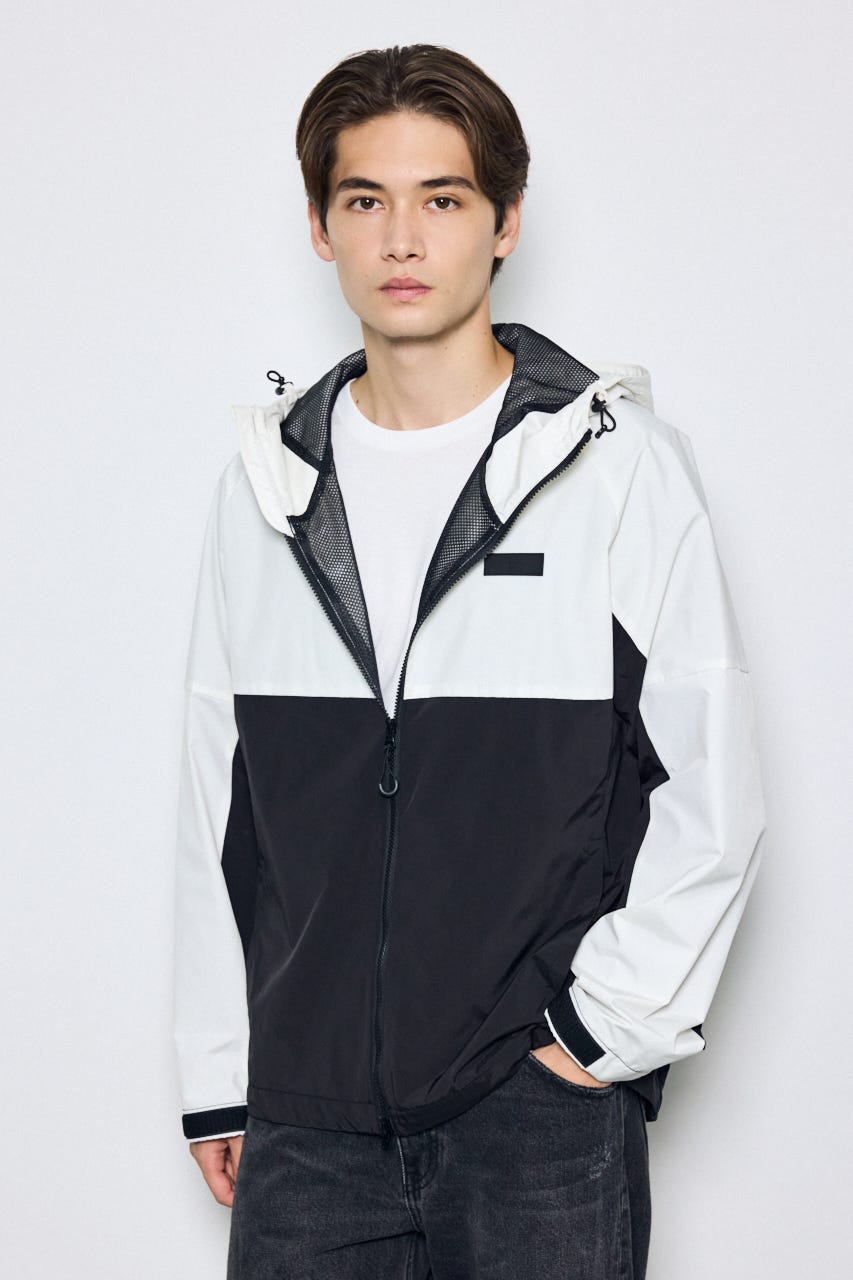 ナイロンジップフーディー 柄WHT L