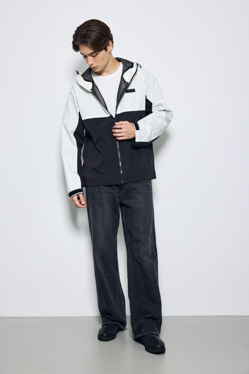 ナイロンジップフーディー 柄WHT L