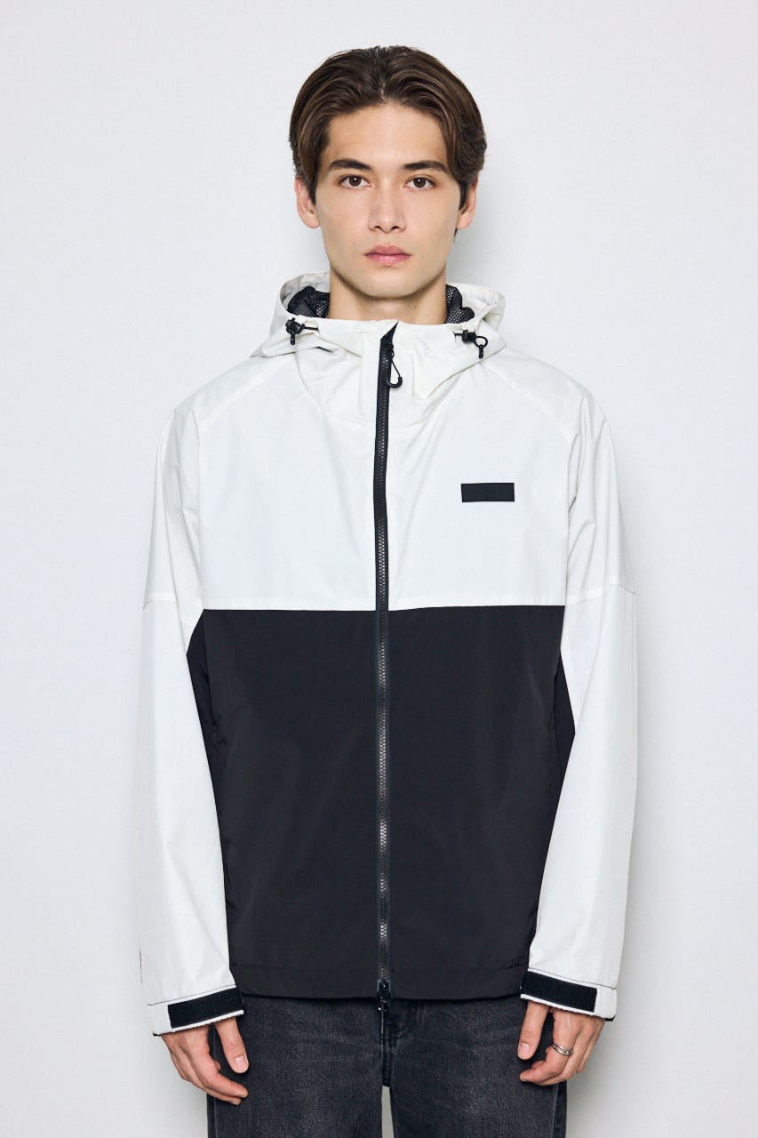 ナイロンジップフーディー 柄WHT L