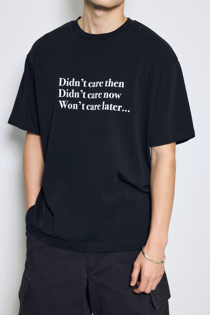 引き揃え天竺Didn't care Tシャツ BLK L