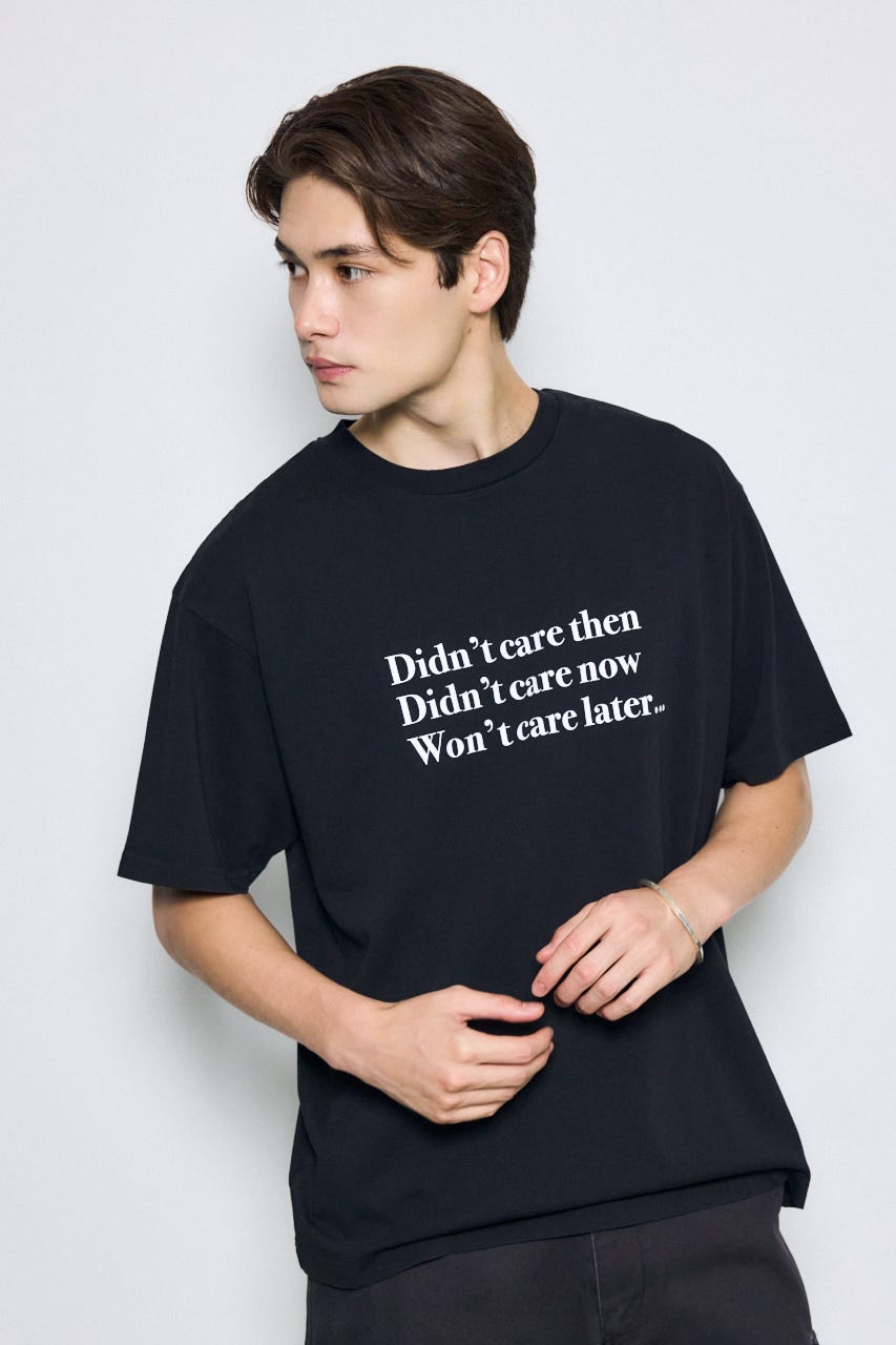 引き揃え天竺Didn't care Tシャツ BLK L