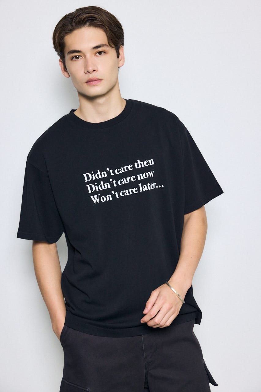 引き揃え天竺Didn't care Tシャツ BLK L
