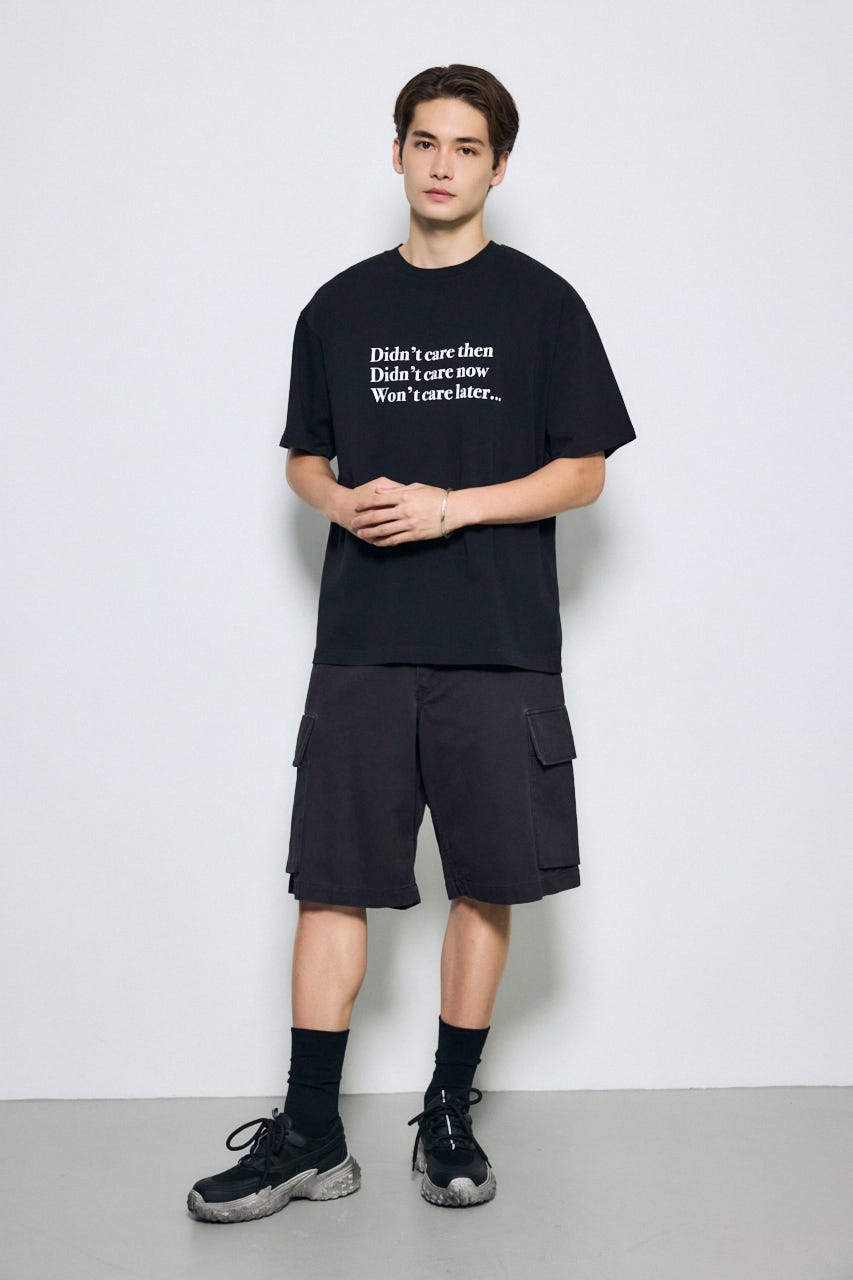引き揃え天竺Didn't care Tシャツ BLK L