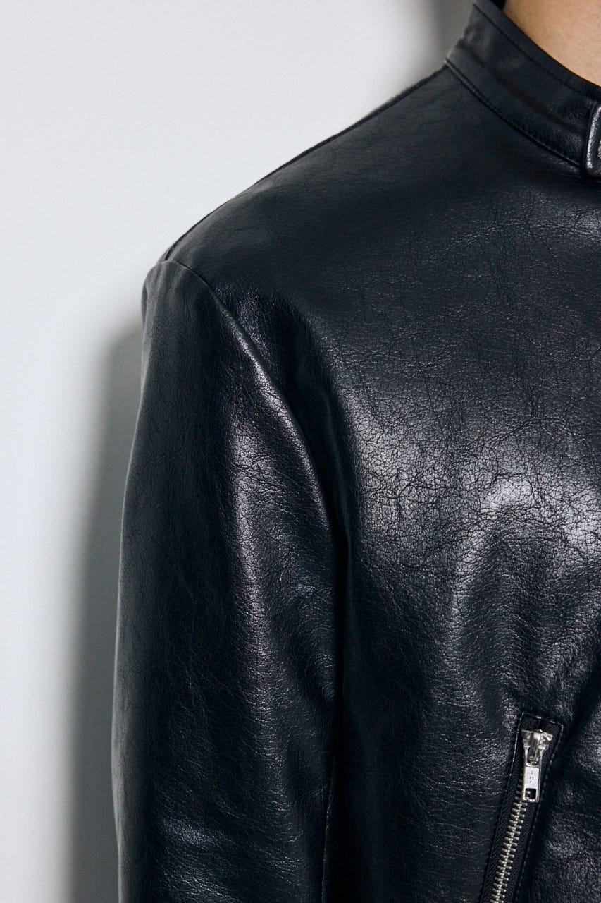 【AW先行アイテム】合皮シングルライダース BLK L