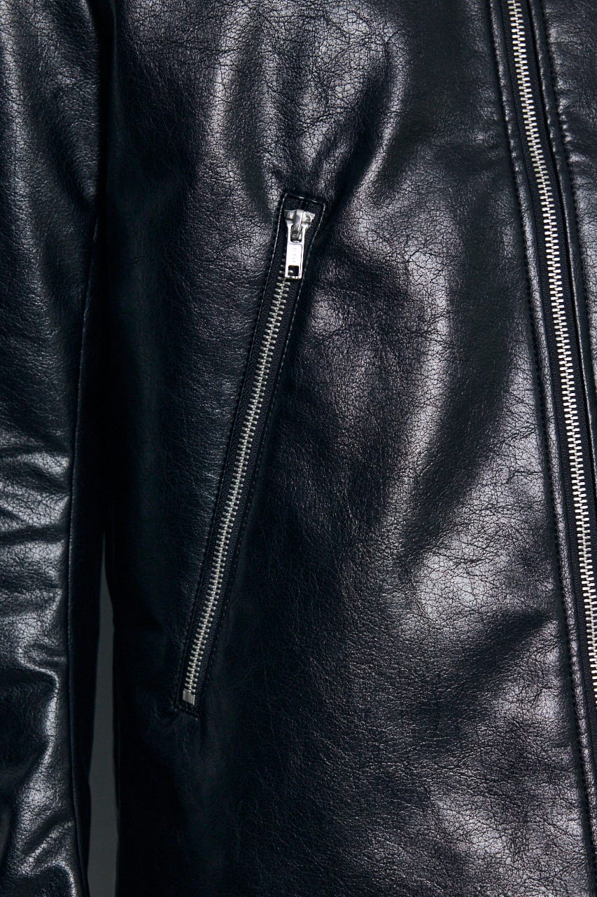 【AW先行アイテム】合皮シングルライダース BLK L
