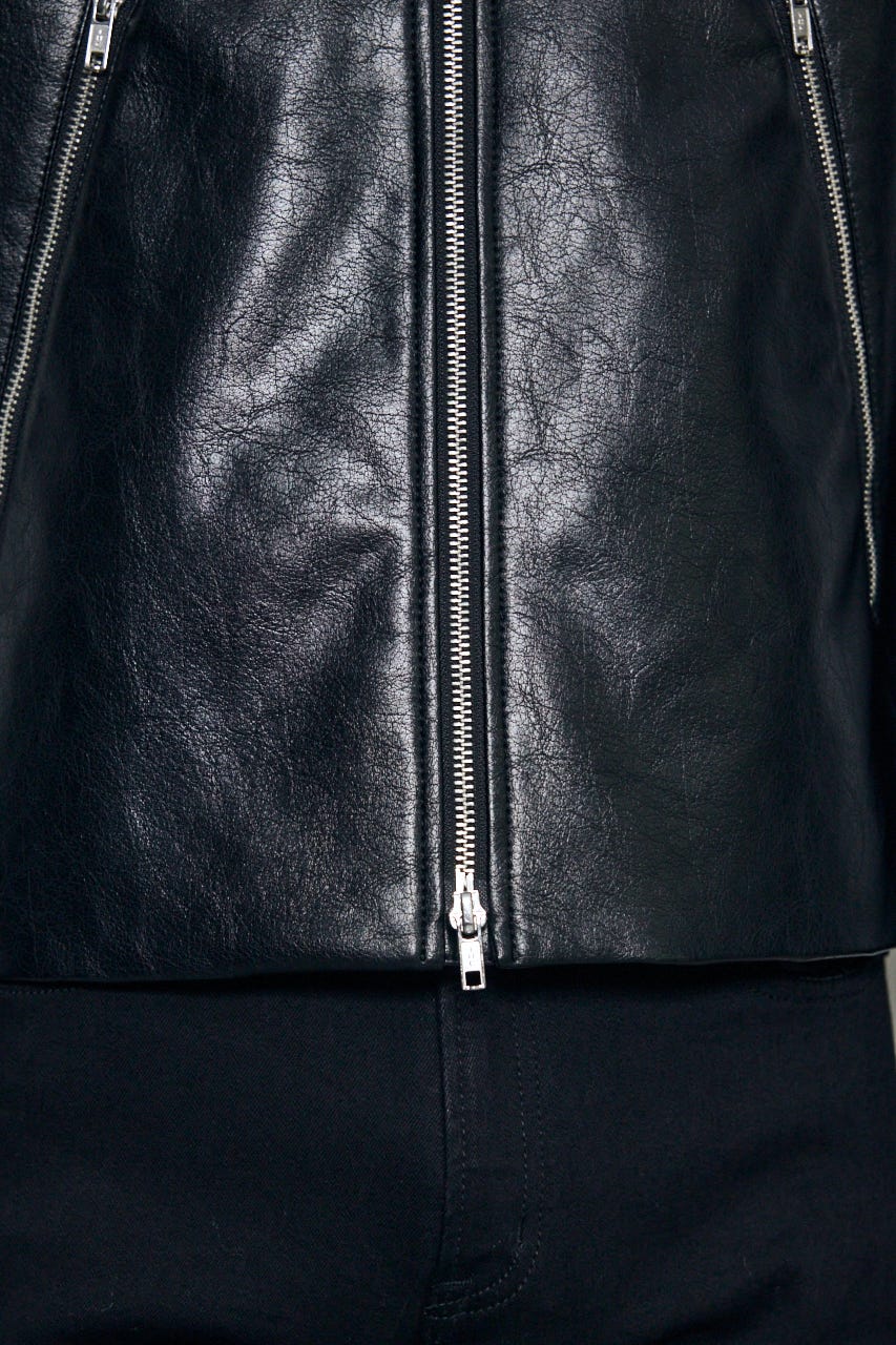 【AW先行アイテム】合皮シングルライダース BLK L