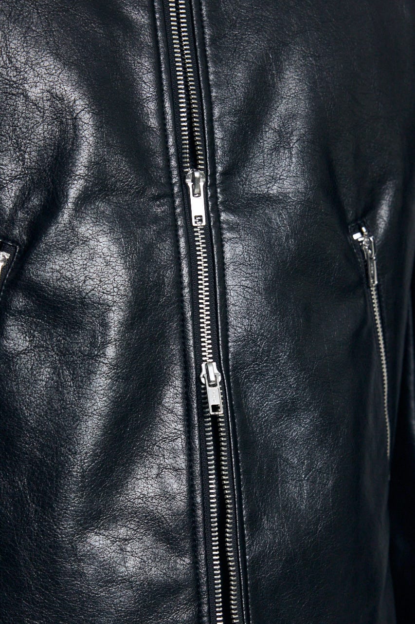 【AW先行アイテム】合皮シングルライダース BLK L