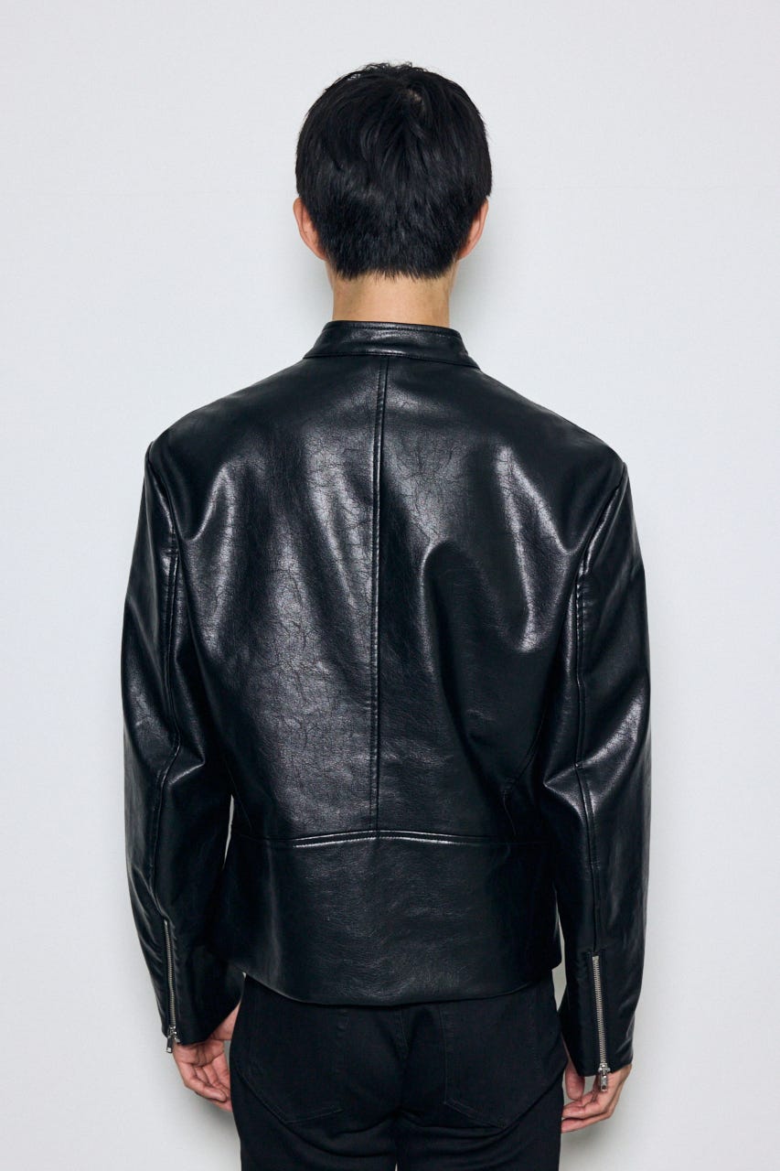【AW先行アイテム】合皮シングルライダース BLK L