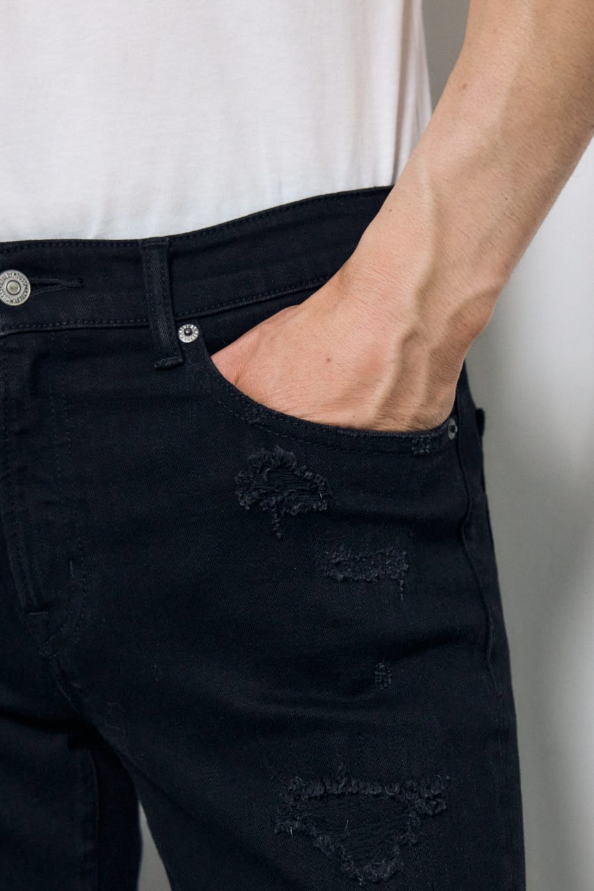 AZUL DENIM リペアスキニー BLK S