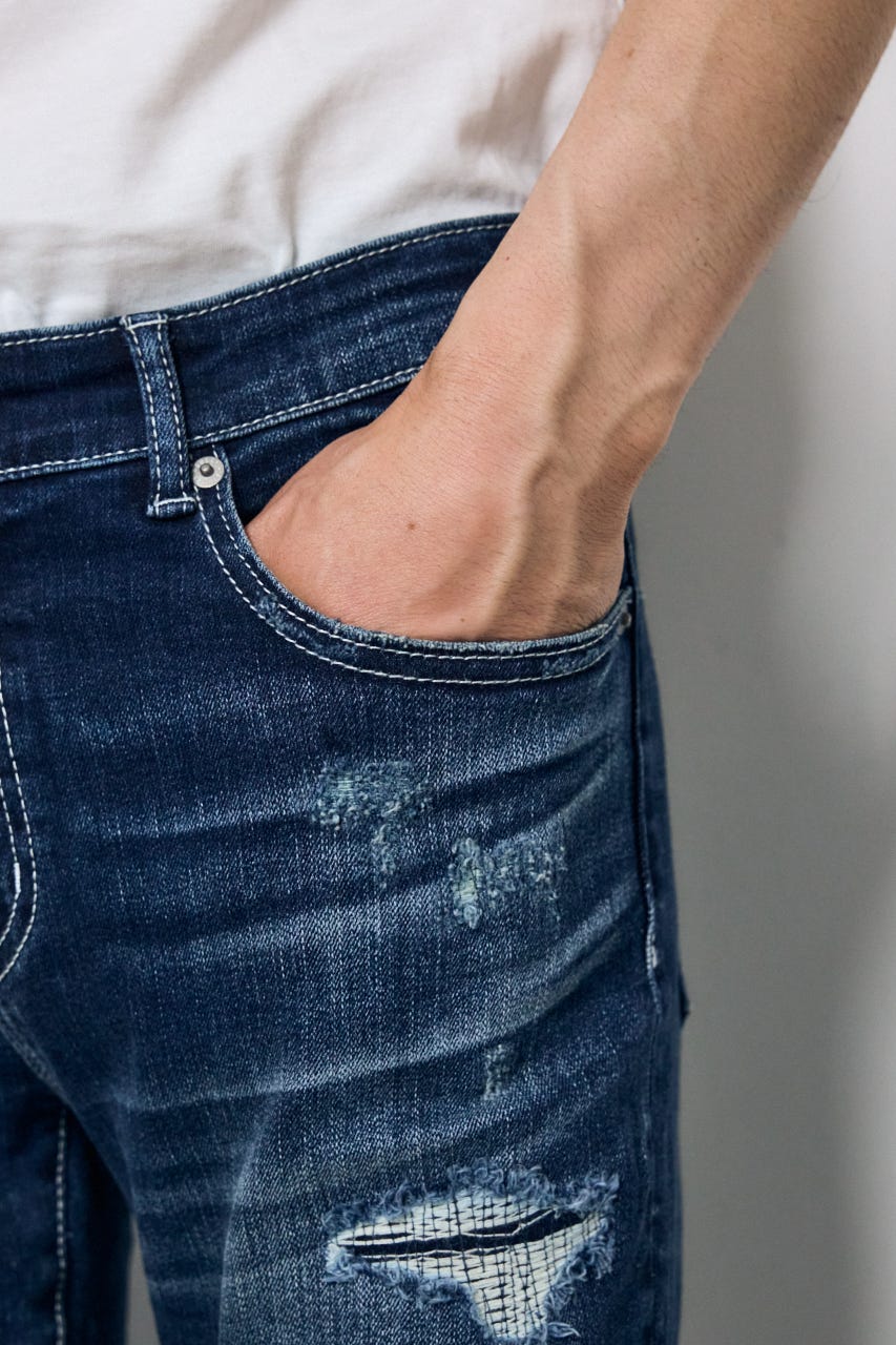 AZUL DENIM リペアスキニー BLU L