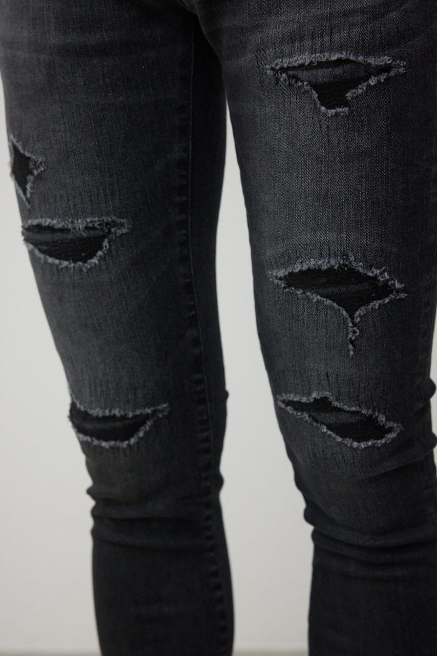 AZUL DENIM リペアスキニー L/BLK XS