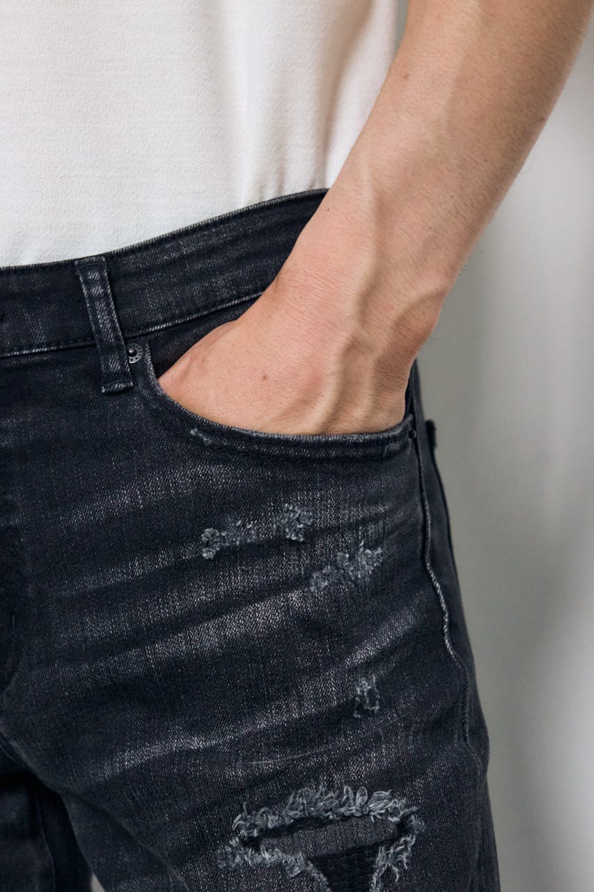 AZUL DENIM リペアスキニー L/BLK XS