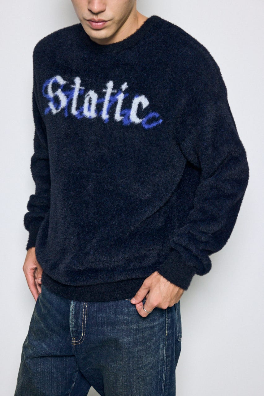 【AW先行アイテム】シャギーロゴニットトップス BLK L