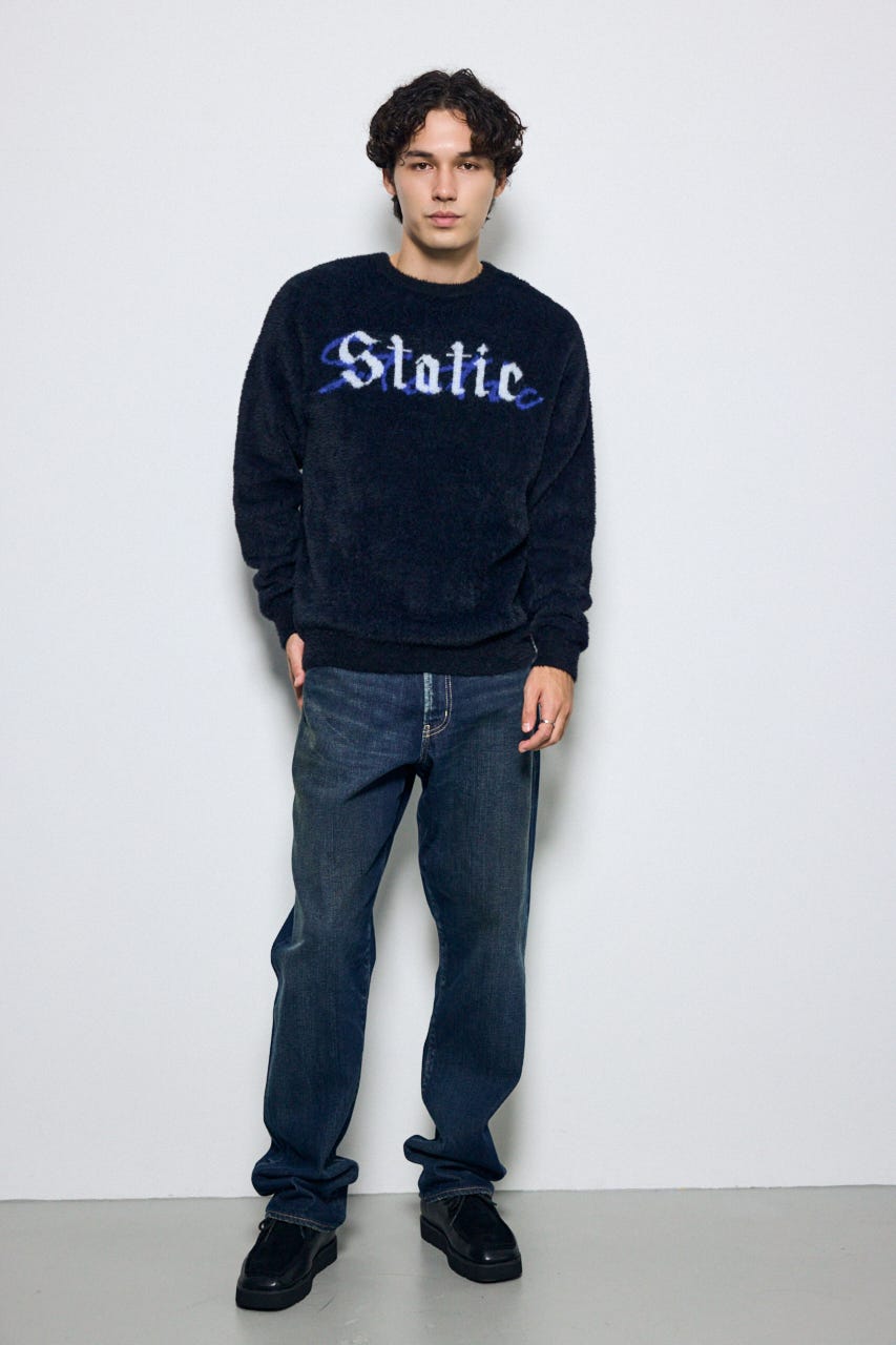 【AW先行アイテム】シャギーロゴニットトップス BLK L