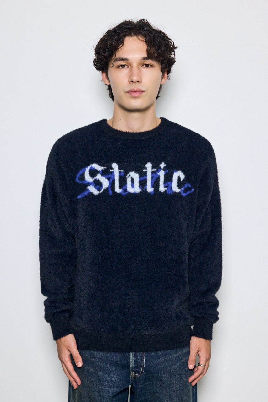 【AW先行アイテム】シャギーロゴニットトップス BLK L