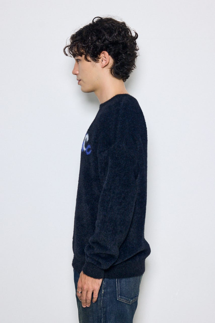 【AW先行アイテム】シャギーロゴニットトップス BLK L