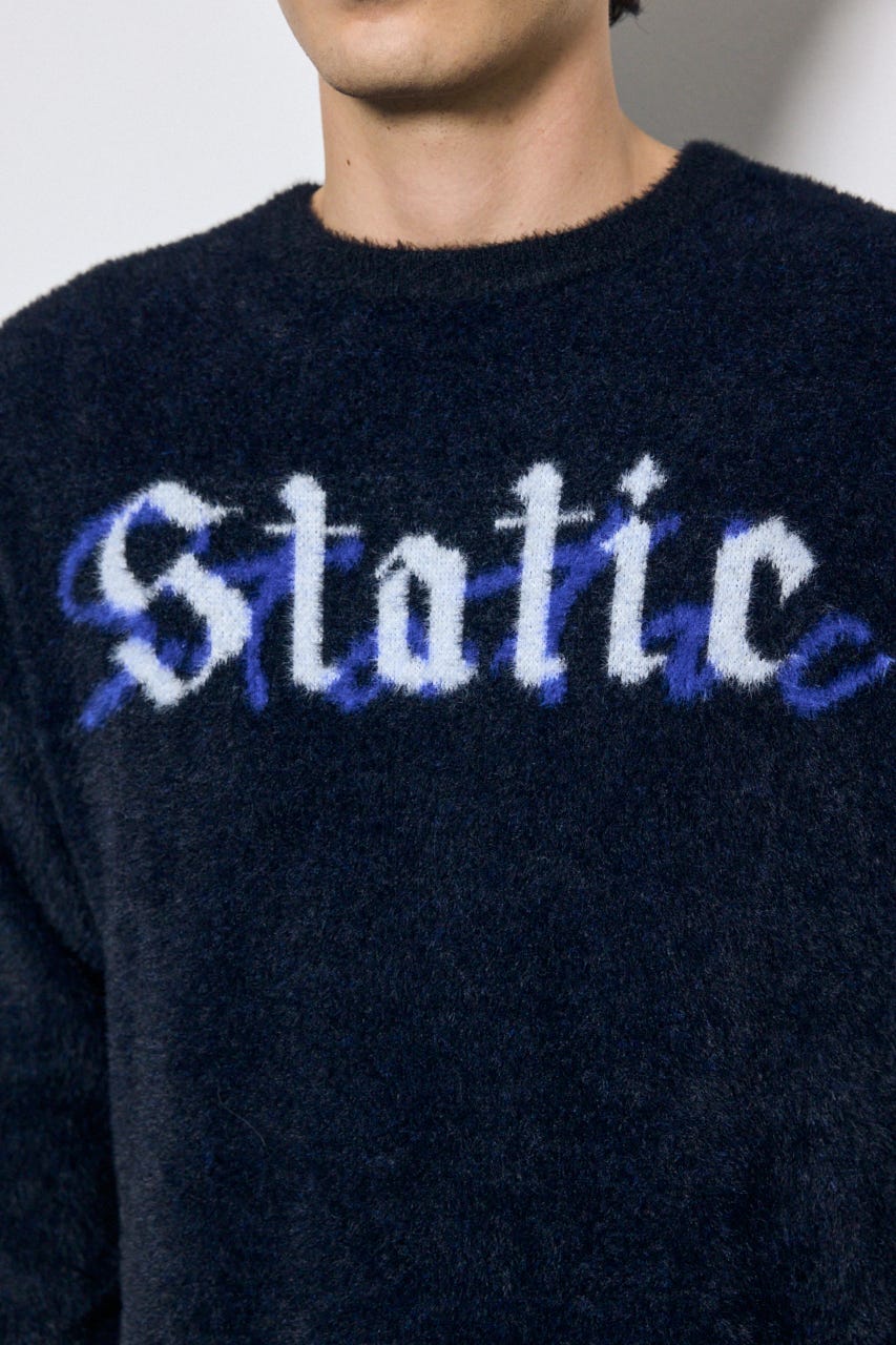 【AW先行アイテム】シャギーロゴニットトップス BLK L