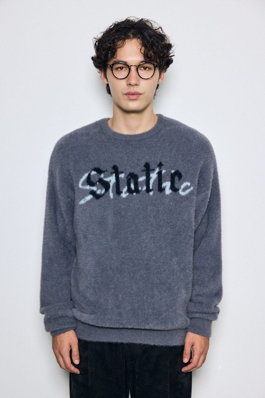 【AW先行アイテム】シャギーロゴニットトップス GRY M