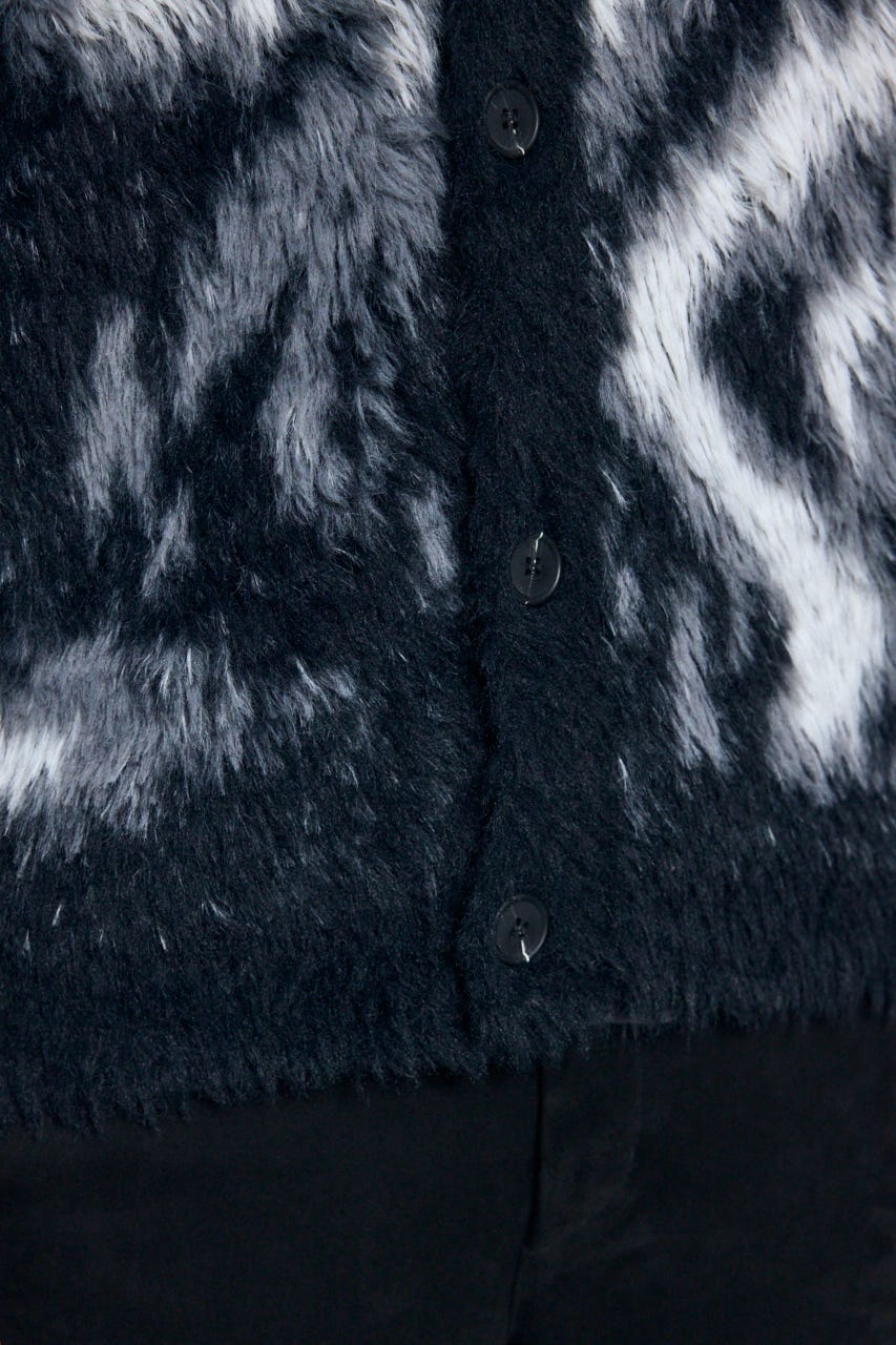 【AW先行アイテム】起毛総柄カーディガン 柄BLK M