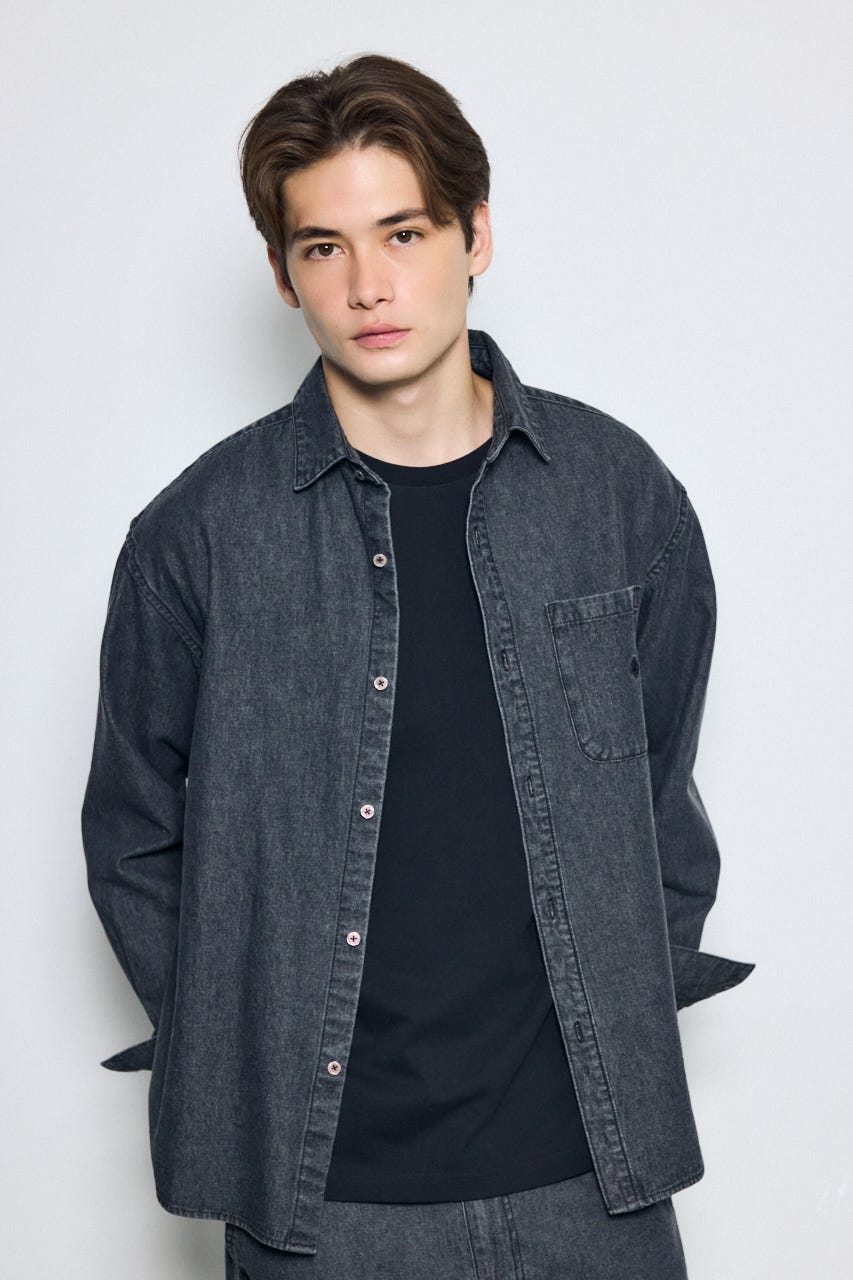 【POLO BCS×AZUL】デニム長袖シャツ BLK M