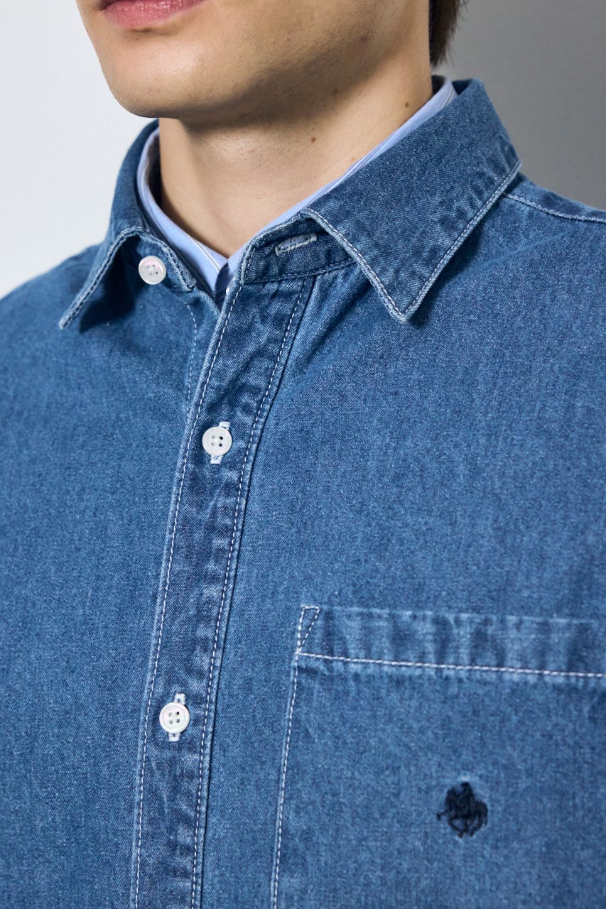 【POLO BCS×AZUL】デニム長袖シャツ BLU M