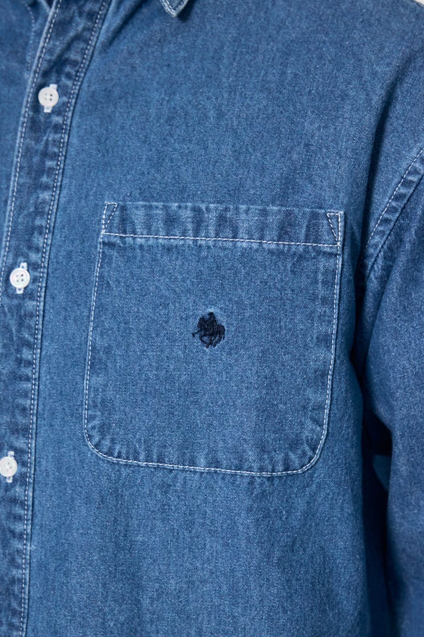 【POLO BCS×AZUL】デニム長袖シャツ BLU M