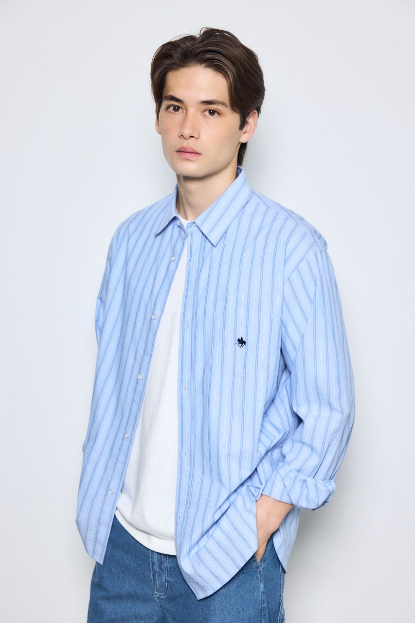 ＜先行予約＞【POLO BCS×AZUL】ストライプシャツ 柄BLU L
