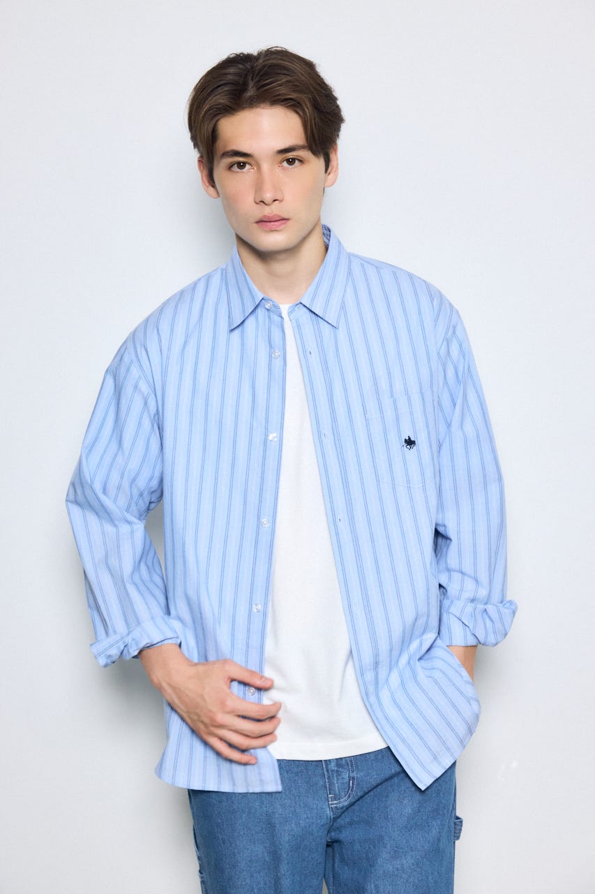 ＜先行予約＞【POLO BCS×AZUL】ストライプシャツ 柄BLU L