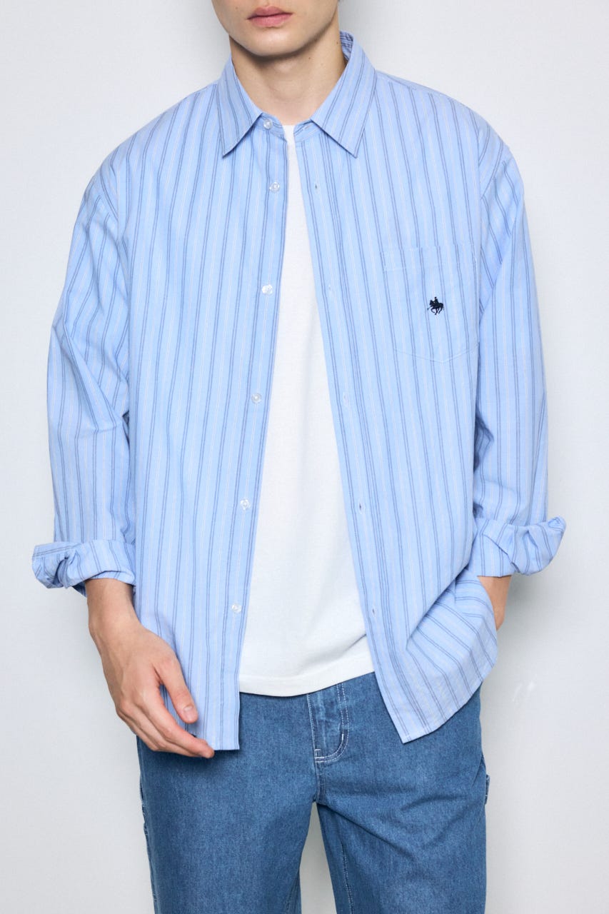 ＜先行予約＞【POLO BCS×AZUL】ストライプシャツ 柄BLU L