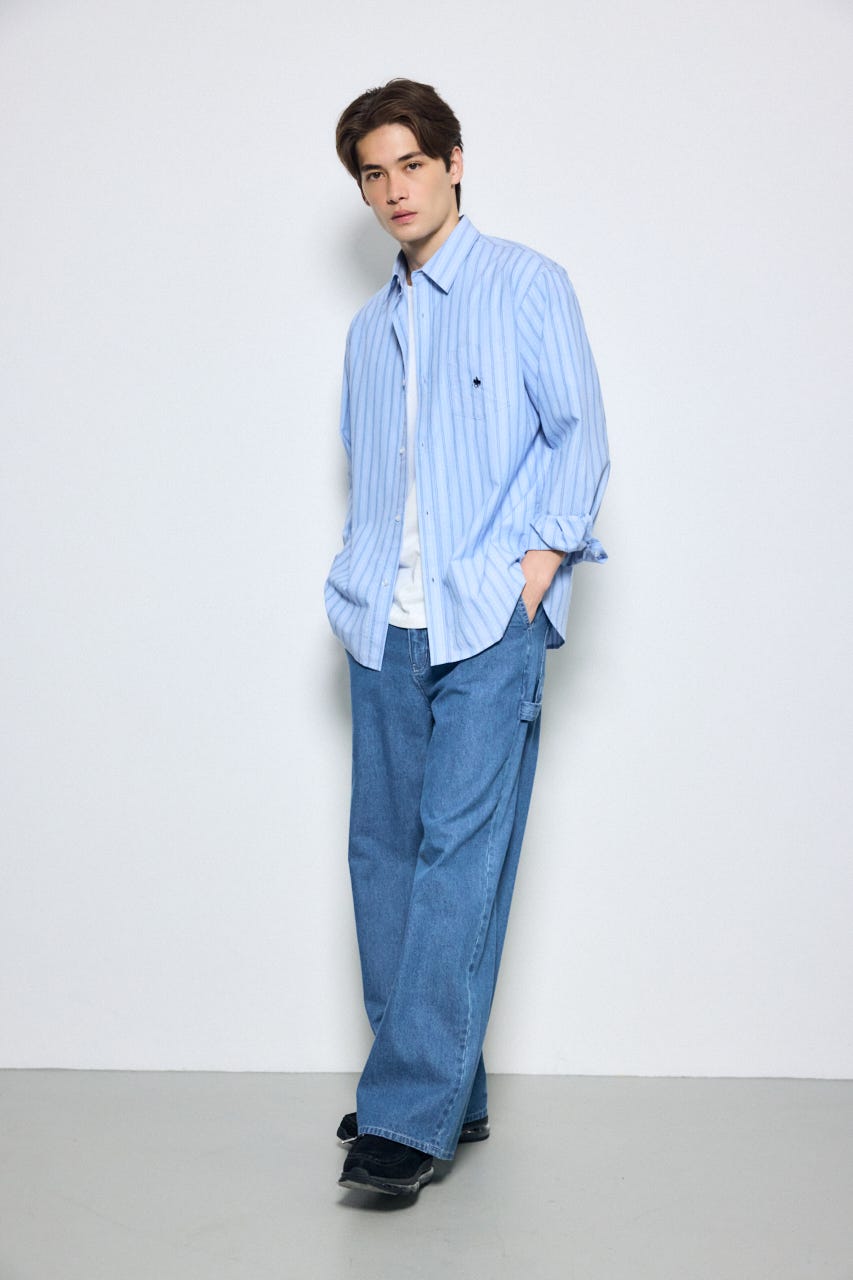 ＜先行予約＞【POLO BCS×AZUL】ストライプシャツ 柄BLU L