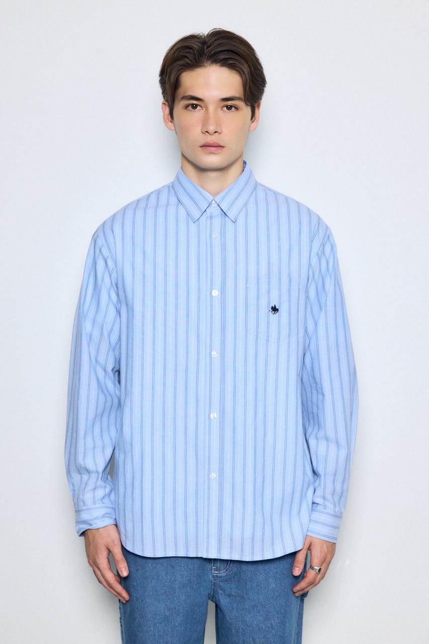 ＜先行予約＞【POLO BCS×AZUL】ストライプシャツ 柄BLU L